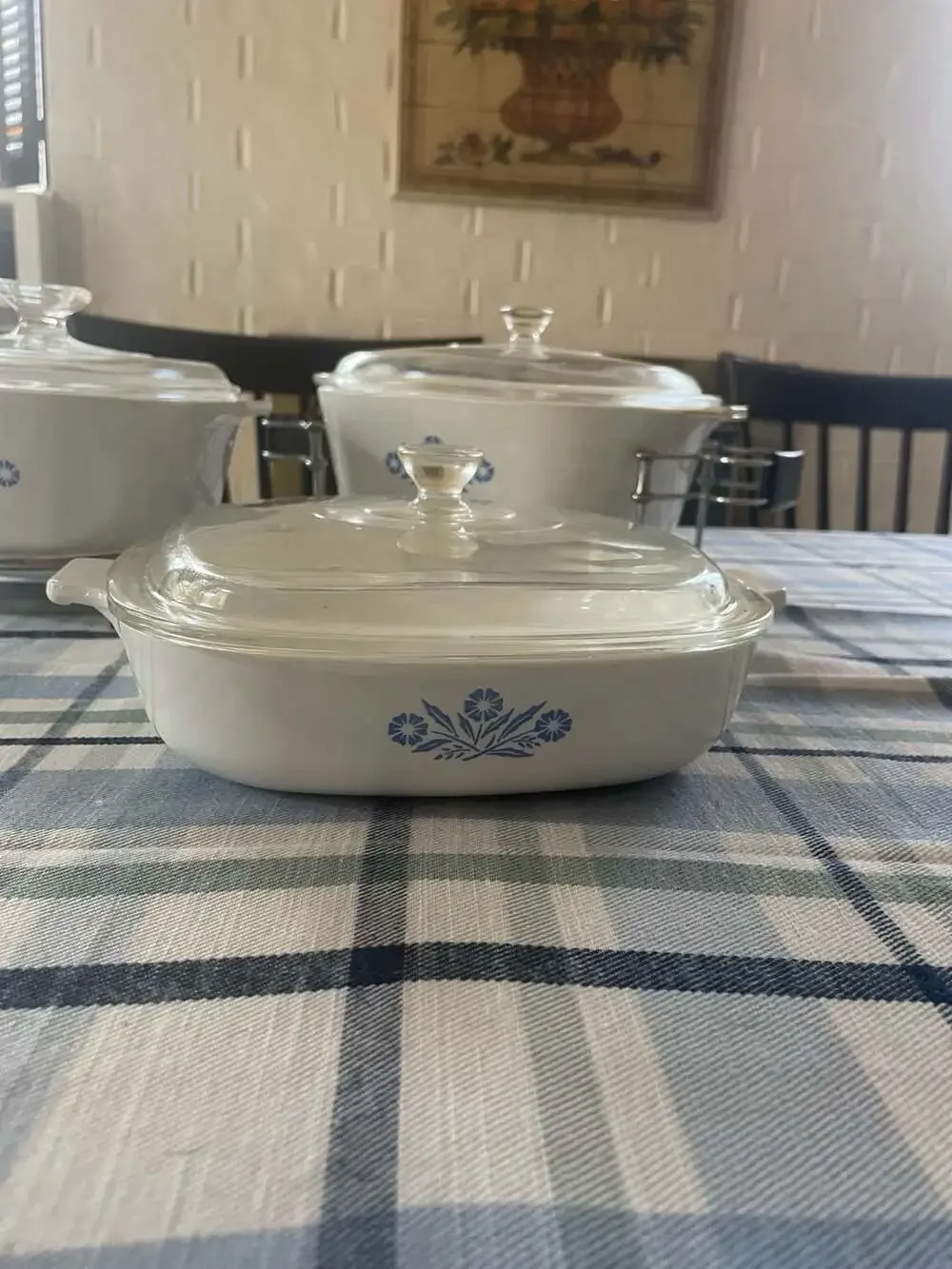 CorningWare blue cornflower casserole dish set